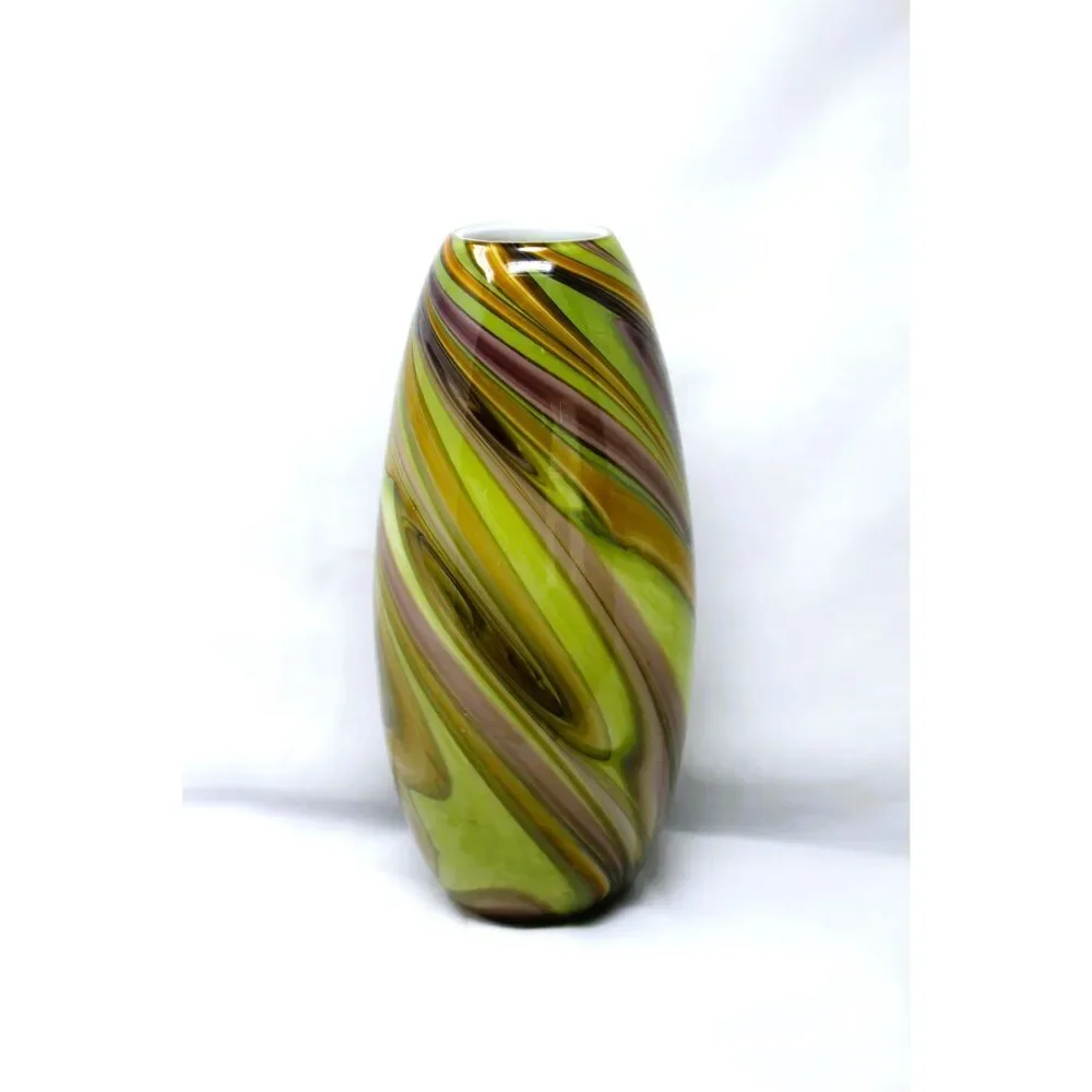 EUC With Tags! ~ HD Designs Oblong Borneo Glass Swirl Vase 12